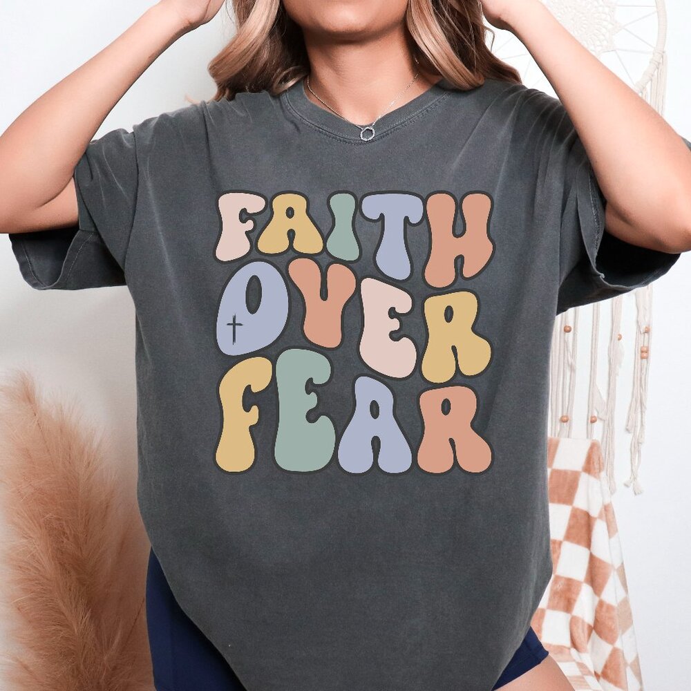 Retro Faith Over Fear Vintage Style Christian Shirt Unisex Handmade